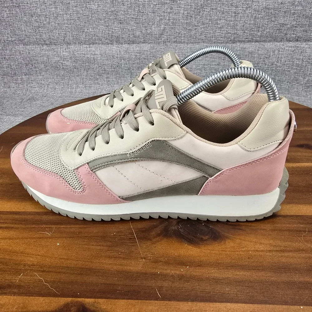 Steve Madden Kinkade Pink Beige Gray Athletic Sneakers Shoes Women's Size 9‎